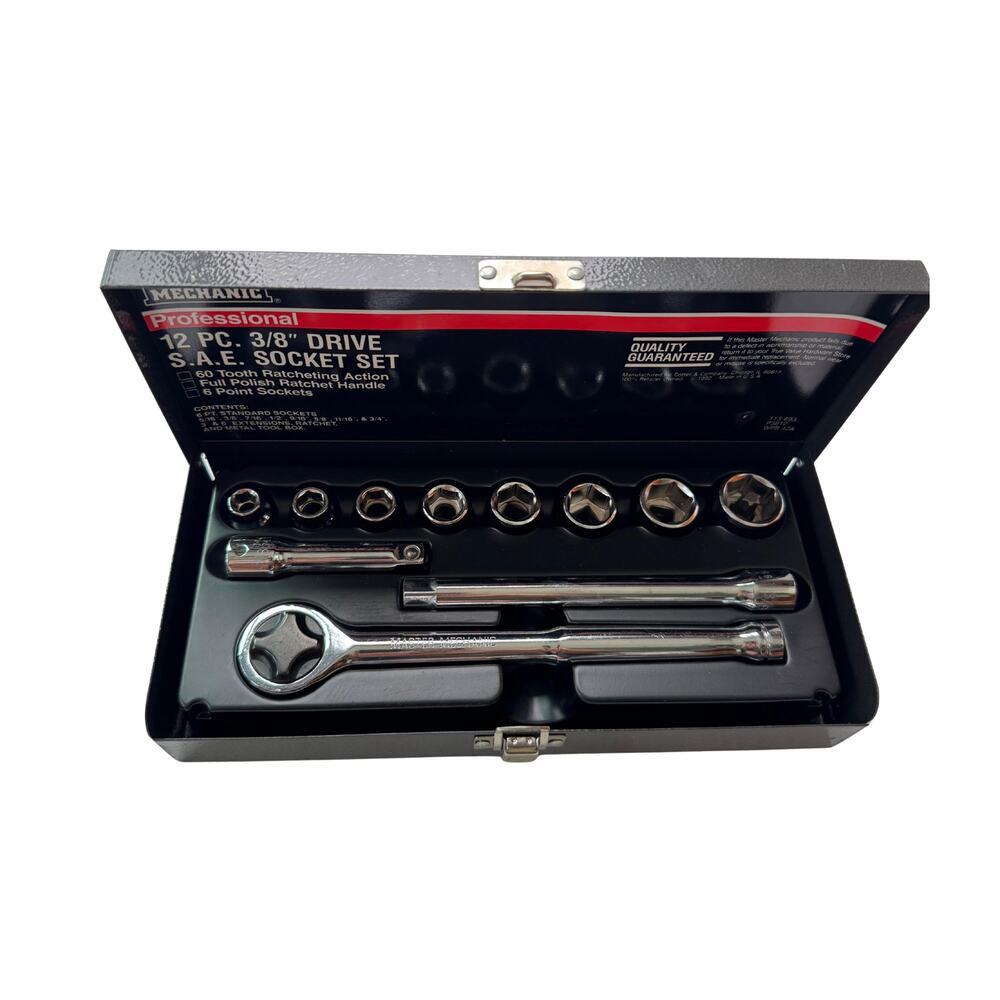 Master Mechanic Professional 12 Piece Socket SAE 3/8" drive Wrench set